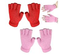 CYNOSURETECH 2 Pairs Of Knitted Gloves, Simple Solid Color Half-Finger Gloves, Women’S Fingerless Gloves, Knitted Thermal Gloves, Men’S Fingerless Gloves