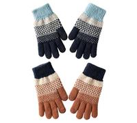 CYNOSURETECH 2 Pairs Of Knitted Wool Gloves, Winter Wool Thermal Gloves, Touch Screen Cold-Proof Gloves, Unisex, Outdoor Cycling Gloves
