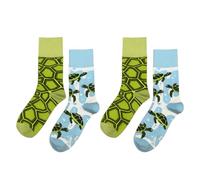 CYNOSURETECH 2 Pairs Of Turtle Socks, Comfortable And Breathable Cotton Socks, Personalized Fashion Socks, Unisex, Creative Asymmetric Socks, Interesting Socks