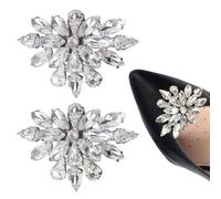 CYNOSURETECH 2 Pcs Shoe Clips For Women, Crystal High Heel Clip, Glitter Rhinestone Silver Shoe Accessories
