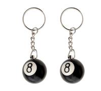 CYNOSURETECH 2-Piece Billiard & Snooker Key Chain Set - 8 Ball Black Ball Key Chain Pendant Accessories for Billiards Gift Souvenirs