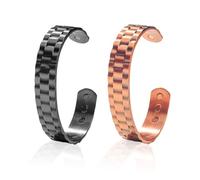 CYNOSURETECH 2 Piece Bracelets, Men's Magnetic Bracelets, Men's Copper Bracelets, Men's Jewelry, Magnetic Wristband Bracelets, Solid Copper Handmade, Braided Bracelets (Black, Bronze)
