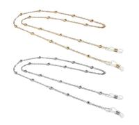 CYNOSURETECH 2-Piece Women's Gold & Silver Glasses Chains, Adjustable Length, Zinc Alloy, Rope Style