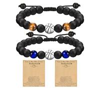 CYNOSURETECH 2 Pieces Basketball Bracelets, Beaded Bracelets, Friendship Bracelets, Adjustable Bracelets, Creative Design Bracelets, Gift Bracelets for Boys