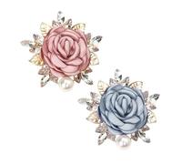 CYNOSURETECH 2 Pieces Crystal Flower Brooch, Fabric Flower Brooch, Women's Brooch, Ele Rose Brooch, Exquisite Dress Pin, Dress Brooch, Fashion Accessory Pin