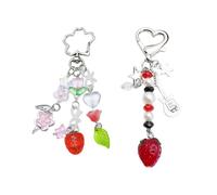 CYNOSURETECH 2 Pieces Cute Multi-Color Strawberry Keychains, Bag Charms for Girls & Women