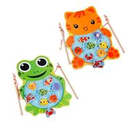 CYNOSURETECH 2 Pieces Fishing Toys For Kids, Wooden Fish Toys, Magnetic Fishing Game Set With Fishing Rod, Game Learning Toys For Toddlers, Parent-Child Interactive Game Props