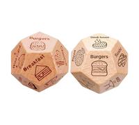 CYNOSURETECH 2 Pieces Food Pattern Dice, Creative Design Dice, Wooden Polyhedral Dice, Food Decision Game