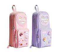 CYNOSURETECH 2 Pieces Girl Pencil Case, Cute Pencil Case, Multi-Compartment Pencil Case, Cartoon Girl Pencil Case, Student Supplies, Student Stationery