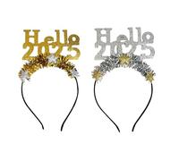 CYNOSURETECH 2 Pieces Happy New Year Headbands, Glitter Dress Up Headbands, 2025 New Year Party Headbands, Celebration Party Headbands, Holiday Hair Accessories For Kids And Adults