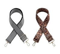 CYNOSURETECH 2 Pieces Leopard Print Shoulder Bag Straps, Canvas Material, Adjustable Length, Retro Design, Women's Bag Accessories
