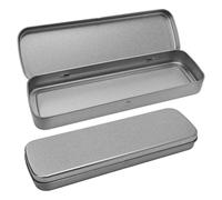 CYNOSURETECH 2 Pieces Metal Pencil Box, Portable Rectangular Iron Box, Flip-Top Pencil Box, School Supplies Storage Box, Multi-Purpose Storage Box