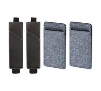 CYNOSURETECH 2 Pieces of Black Leather Pencil Cases and 2 Pieces of Gray Felt Pencil Cases, Study and Office Supplies, Simple Pencil Cases, Portable Pencil Cases