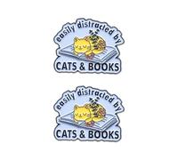 CYNOSURETECH 2 Pieces of Cat Book Brooches, Interesting Brooches, Creative Style Brooches, Cute Animal Brooches, Children's Brooches