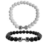 CYNOSURETECH 2 Pieces of Dumbbell Beaded Bracelets, Fashionable Personality Bracelets, Elastic Bracelets, Fitness Element Bracelets, Gift Bracelets