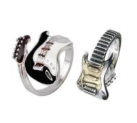 CYNOSURETECH 2 Pieces of Guitar-Shaped Rings, Rock Music Element Rings, Adjustable Rings, Punk Style Rings, Fashionable Personality Rings