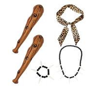 CYNOSURETECH 2 Pieces Of Inflatable Barbarians, 1 Piece Of Necklace, 1 Piece Of Bracelet And 1 Piece Of Leopard Print Strap, Cosplay Props, Party Dress Up Accessories