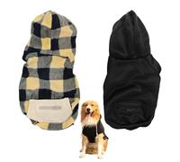 CYNOSURETECH 2 Pieces Of Plaid Dog Clothes, Pet Supplies, Pet Hoodies, Pet Warm Clothes, Winter Pet Clothes
