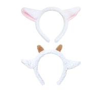 CYNOSURETECH 2 Pieces Of Sheep Ear Headbands, Cute Plush Headbands, Women’S Animal Ear Headbands, Face Wash Headbands, White Hair Accessories, Creative Hair Decorations
