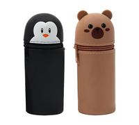 CYNOSURETECH 2 Pieces Of Silicone Folding Pen Holders, Cartoon Animal Element Pen Holders, Cute Pen Holders, Portable Pen Holders, Creative Stationery