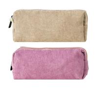 CYNOSURETECH 2 Pieces of Simple Stationery Bags, Retro Stationery Bags, Corduroy Stationery Bags, Student Stationery Storage Bags, School Supplies