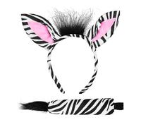 CYNOSURETECH 2 Pieces Zebra Costumes, Zebra Headbands, Zebra Tails, Animal Costumes For Kids Women, Animal Dress Up Accessories, Suitable For Parties, Carnivals