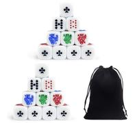 CYNOSURETECH 20 Pieces Poker Dice And 1 Piece Black Velvet Bag, Throwing Game, Creative Toys, Interactive Toys, Party Games