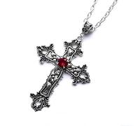 CYNOSURETECH 2PCS Cross Necklace, Red Jewelry Necklace, Necklace Accessories, Witch Accessories for Women, Gothic Cross Necklace
