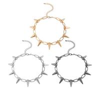 CYNOSURETECH 3-Piece Rivet Necklace, Adjustable Clavicle Chain, Men's and Women's Necklaces, Retro Personalized Collars, Fashionable Metal Necklaces, Punk Accessories