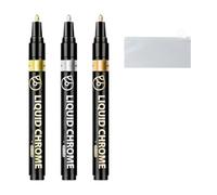 CYNOSURETECH 3PC Chrome Pen, 1pc Pen Case, Metallic Chrome Pen, Permanent Marker, Paint Pen, Chrome Marker, Chrome Marker, Anti-Fade Chrome Paintbrush, Bubble Paint Pen, Color Pen for Craft