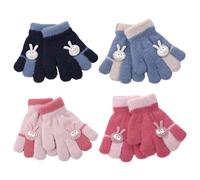 CYNOSURETECH 4 Pairs Of Children'S Gloves, Wool Knitted Gloves, Cute Rabbit Wool Gloves, Thickened Winter Gloves, Outdoor Cold-Proof Gloves