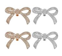 CYNOSURETECH 4 Pieces Diamond Bow Shoe Clips, Detachable Shoe Clip Buckles, Women'S High Heels Shoe Buckles, Diy Decorative Accessories, Fashionable And Ele Shoe Flowers, Shoe Accessories