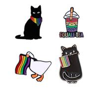 CYNOSURETECH 4 Pieces of Rainbow-Themed Animal Brooches, Fun Clothing Accessories, Cute Brooches, Creative Brooches, Suitable for Clothes, Backpacks, Hats