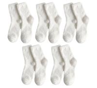 CYNOSURETECH 5 Pairs Of White Fleece Socks, Thick Warm Socks, Cute Women’S Socks, Soft And Comfortable Socks, Fluffy Winter Socks