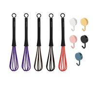 CYNOSURETECH 5 Piece Plastic Whisk with 5 Piece Hook, Mini Whisk, Whisk Accessories for Hairdresser, Mini Cream Whisk, Hair Dye Whisk
