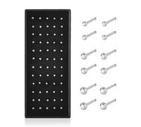CYNOSURETECH 60 PCS Solid Color Stainless Steel Nose Pins, L-Shaped Nose Pins, Rhinestone Curved Nose Rings, Curved Piercing Rings, Nose Piercing Jewelry, Unisex Nose Pins (Silver)