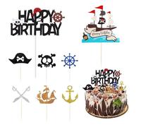 CYNOSURETECH 8 Pieces Of Pirate Theme Birthday Plug-Ins, Creative Cake Plug-Ins, Cake Decorations, Children'S Cake Plug-Ins