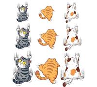 CYNOSURETECH 9 Pieces Funny Cat Car Stickers, Multicolor, Cartoon Style, PVC Material, Irregular Shaped, Outdoor Use, Car Sticker