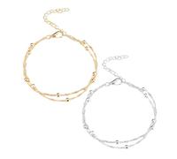 CYNOSURETECH Pack of 2 Gold Plated Swivel Bracelets, Shiny Hand Decoration Accessories for Women, Bracelet Gifts (Gold, Silver)