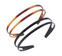 CYNOSURETECH Pack of 2 Plastic Headbands, Double Row Tooth, Women Makeup, Makeup Remover, Girls Hair Band Accessories (Shiny Black, Light Tortoise)
