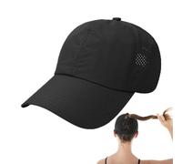 CYNOSURETECH Women's Black Baseball Cap, Mesh Ponytail Hat, Quick-Drying Sports Cap, Suitable for Sports, Vacation, Travel