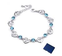 CYNOSURETECH Women's Heart Bracelet With Dark Blue Gift Box - Personalized Silver Jewelry, Creative Gift for Female Friends