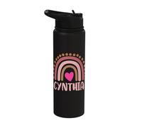 Cynthia Name Cute Personalized Heart Love Rainbow Stainless Steel Insulated Water Bottle