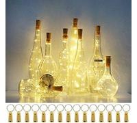 Cynzia 20 LED Wine Bottle Lights with Cork, 15 Pack Battery Operated Cork Shape Fairy Light Waterproof Mini Copper Silver Wire String Lights for Party, Wedding, Christmas, Bedroom Decor (Warm White)