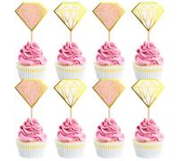 Cyodoos 24 pcs Glitter Rose gold Shining diamonds Cake Decorations Bride to Be Cupcake Toppers Wedding Shower Cake Decorations
