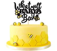 Cyodoos 24Pcs What Will Baby Bee Cake Topper,Gender Reveal Cake Decor,Bee Theme Baby Birthday Cake Topper, Bee Theme Baby Shower Kids Boys Girls Birthday Party Decoration Supplies