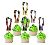 Cyodoos 24Pcs Witch Legs Halloween Cake Topper Halloween Wicked Witch Legs for Baby Shower Party Decorations Horror Themed Party Decoration