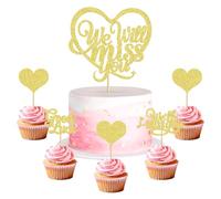 Cyodoos 25 Glitter gold Happy Retirement Cupcake Toppers No Work Zone Adventure Begins Cake topper 'we will miss you Party' Decorations