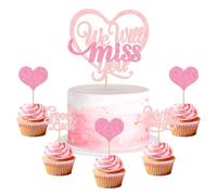 Cyodoos 25 Glitter Pink Happy Retirement Cupcake Toppers No Work Zone Adventure Begins Cake topper 'we will miss you Party' Decorations