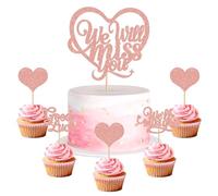 Cyodoos 25 Glitter Rose gold Happy Retirement Cupcake Toppers No Work Zone Adventure Begins Cake topper 'we will miss you Party' Decorations